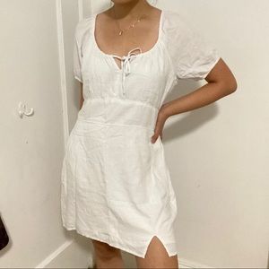 White ruched mini dress
